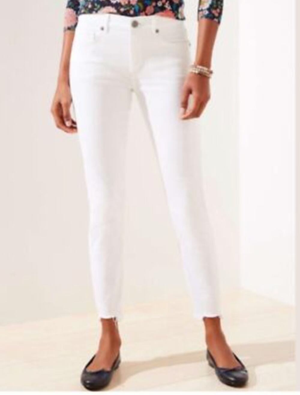 LOFT Curvy High Waist Skinny Ankle Jeans 29 8 White